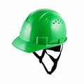 Ge Vented Full Brim Hard Hat, 4-Point Adjustable Ratchet Suspension, Green GH326N